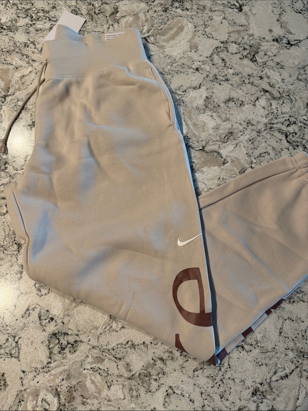 Nike Women’s Light Beige Joggers with Brown Logo - Picture 2 of 6